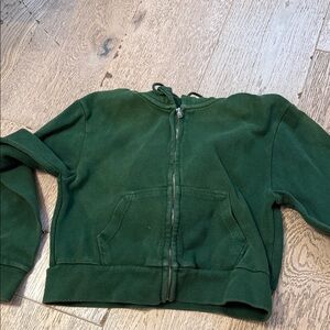 Brandy Melville Green cropped zipper sweater